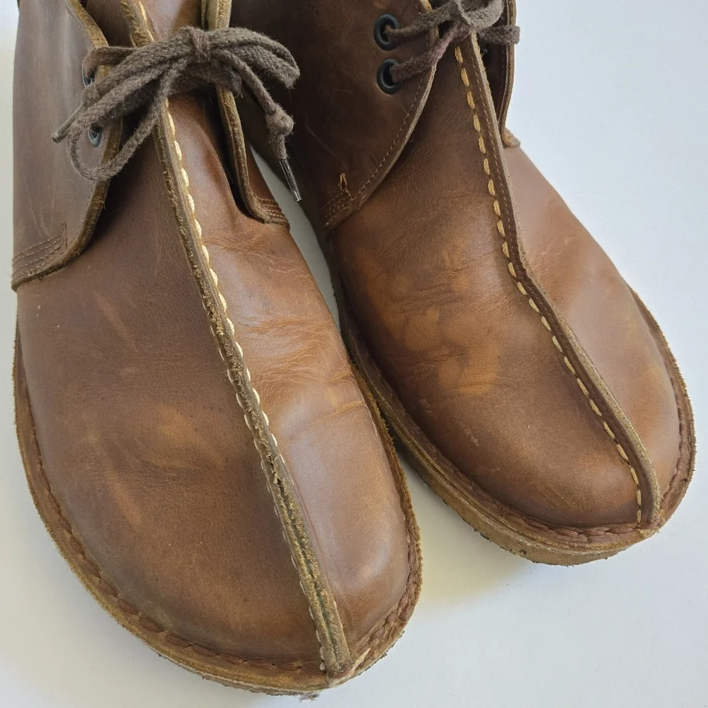 Clarks Desert Trek Brown Beeswax Leather Shoes chukka brown mens 10.5/11